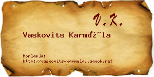 Vaskovits Karméla névjegykártya